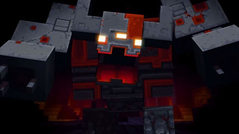 The Redstone Golem is a common mini-boss in Minecraft Dungeons (Image via Mojang).
