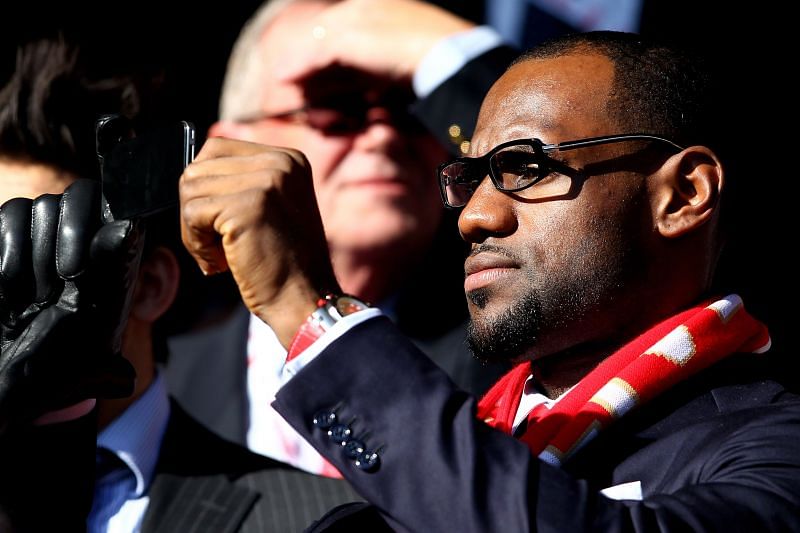 LeBron James attends a Liverpool v Manchester United match