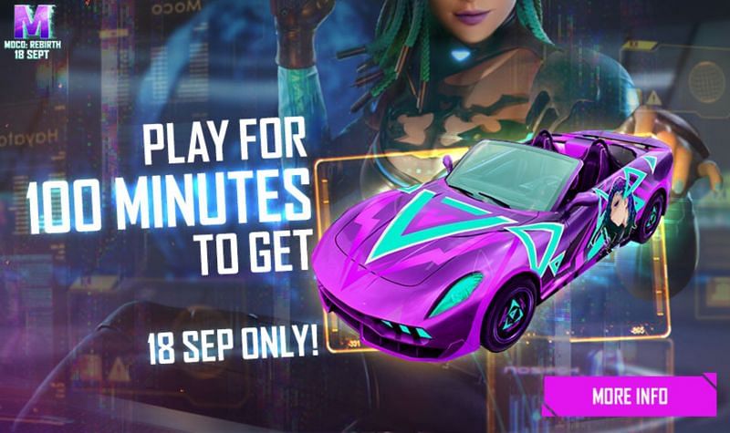 Users need to only play for 100 minutes to get the rewards (Image via Free Fire)