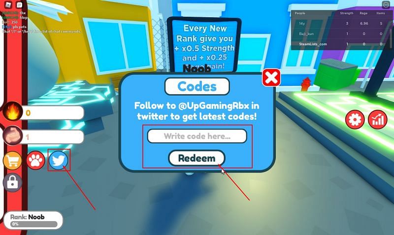The code redemption window in Destroyer Simulator. (Image via Roblox Corporation)