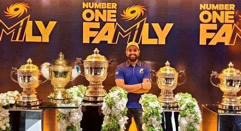Rohit Sharma with his 5 IPL trophies