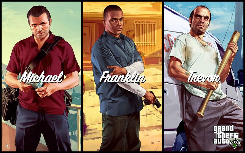 GTA 5&#039;s three protagonists (Image via Rockstar Games)