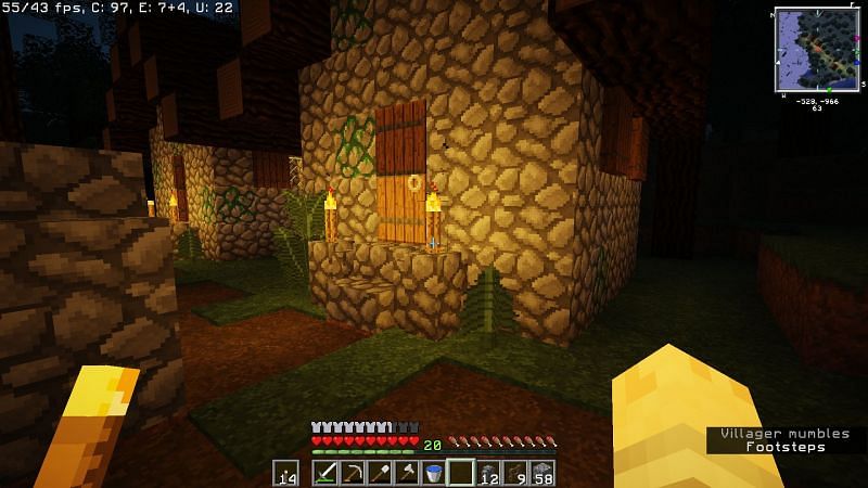 Mossy cobblestone block built into a house (Image via Minecraft)