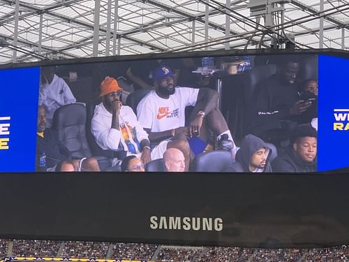 Carmelo Anthony and LeBron James at SoFi Stadium/Image Credit: Lindsey Thiry