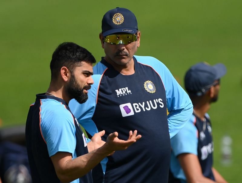 Indian captain Virat Kohli chats with head coach Ravi Shastri. (Pic: Getty Images)