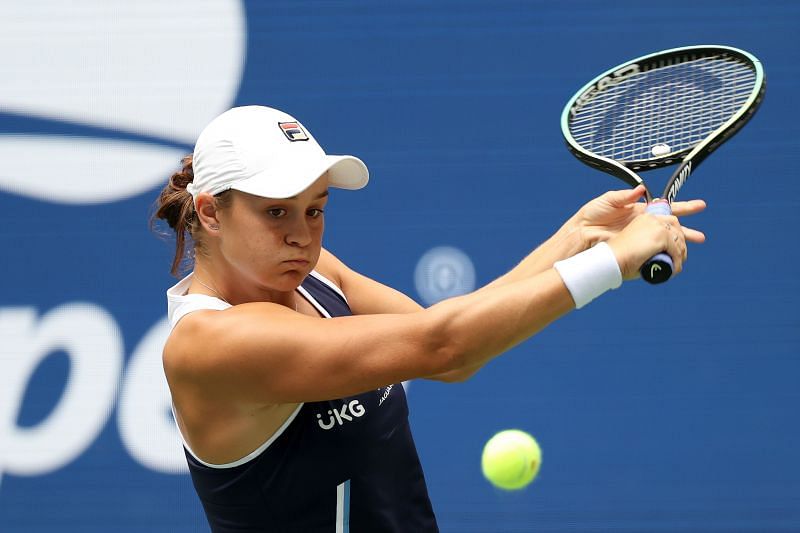 Ashleigh Barty in action at the 2021 US Open