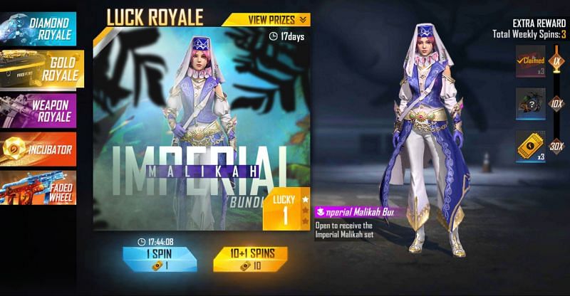 The current Gold Royale ends in 17 days i.e., on September 29, 2021 (Image via Free Fire)