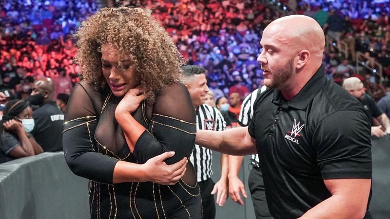 Nia Jax was assaulted by Shayna Baszler on RAW
