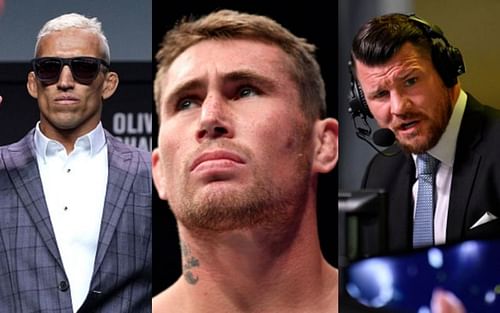 Charles Oliveira (left); Darren Till (center); Michael Bisping (right)