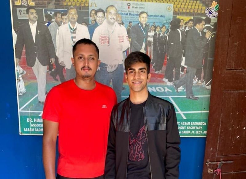 Assam teenager Ayan Rashid (R) with coach Saurav Das.