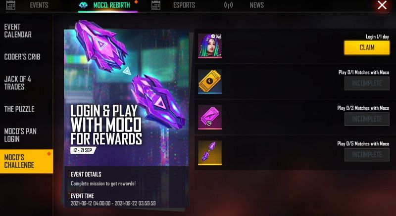 Upon playing 5 matches using Moco, players can collect this skin (Image via Free Fire)