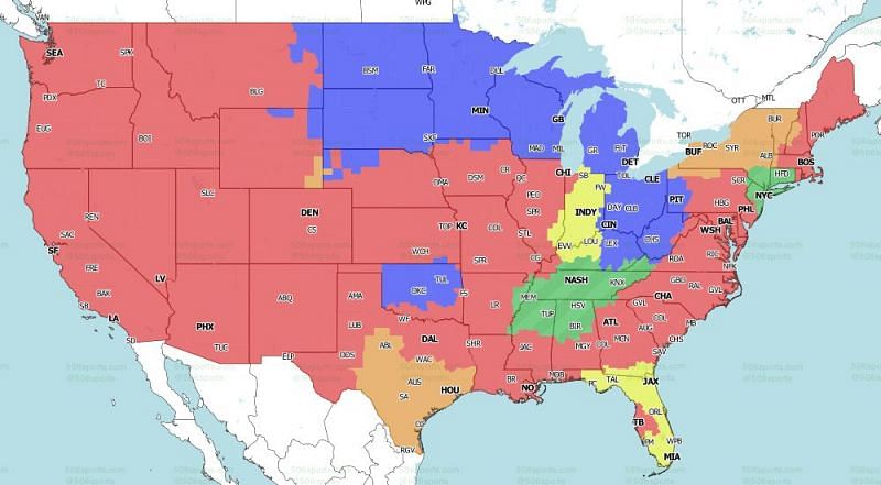 CBS Coverage Map for the Early games of NFL Week 4