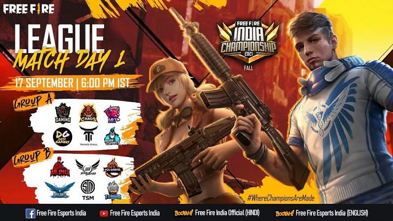 Free Fire India Championship 2021 Fall League day 1 (Image via Garena)