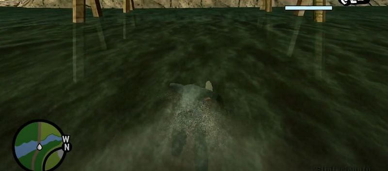 CJ swimming in GTA San Andreas (Image via Rockstar Games)