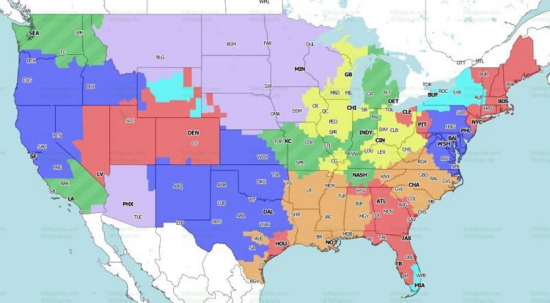 Nfl 2021 Week 2 Coverage Map Tv Schedule Channel And Time