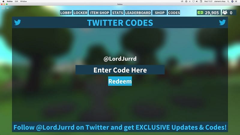 The code redemption window in Island Royale. (Image via Roblox Corporation)