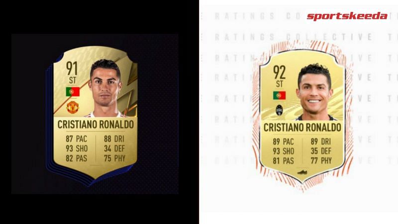 FIFA 21 and FIFA 22 ratings of Ronaldo