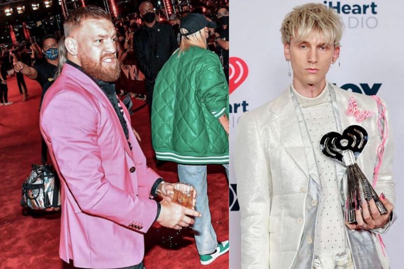 Conor McGregor (Left) brawls with Machine Gun Kelly (Right) at the VMA [Image credits: @machinegunkelly via Instagram and @HipHopTiesMedia via Twitter]