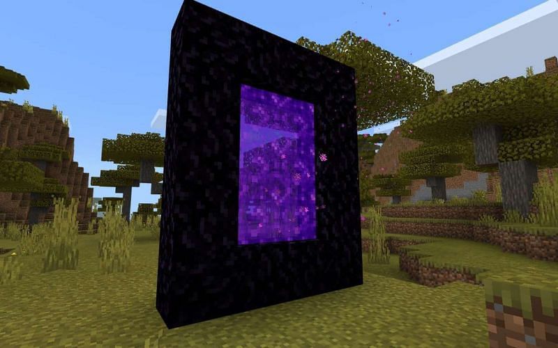 An image of a Nether portal in Minecraft (Image via Mojang).