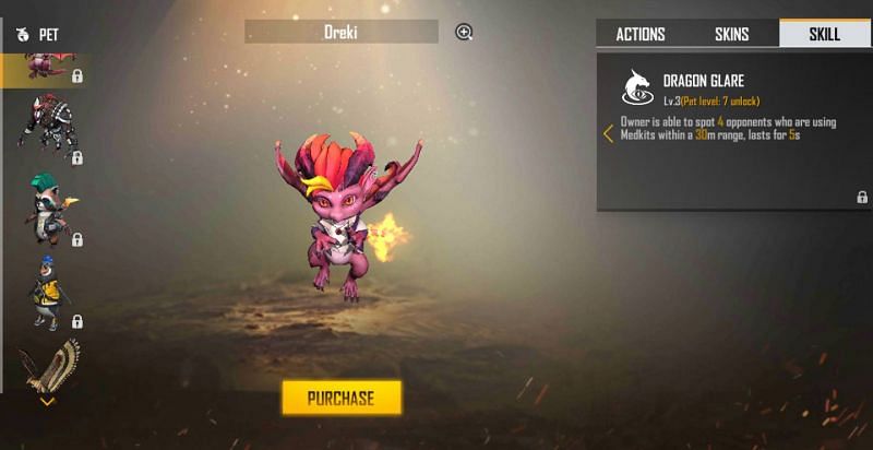 Dreki&#039;s ability is called Dragon Glare (Image via Free Fire)