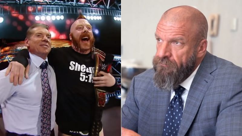 Vince McMahon and Sheamus (left); Triple H (right)