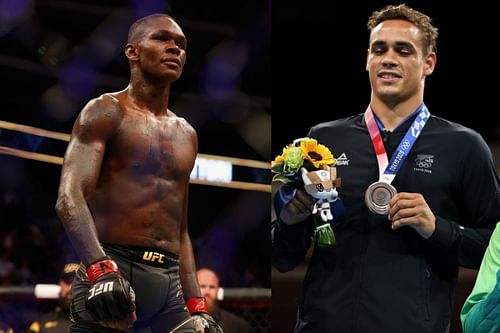 Israel Adesanya congratulates David Nyika for his Olympic win