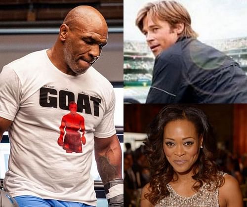 Mike Tyson (left), Brad Pitt (top), and Robin Givens (bottom)