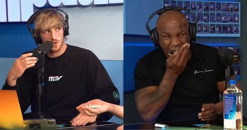 Logan Paul (left); Mike Tyson (right).