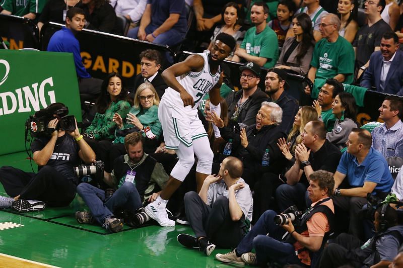 Jaylen Brown after making a layup against the Cleveland Cavaliers.