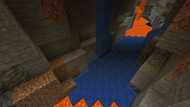 Exposed diamond ores (Image via Minecraft)