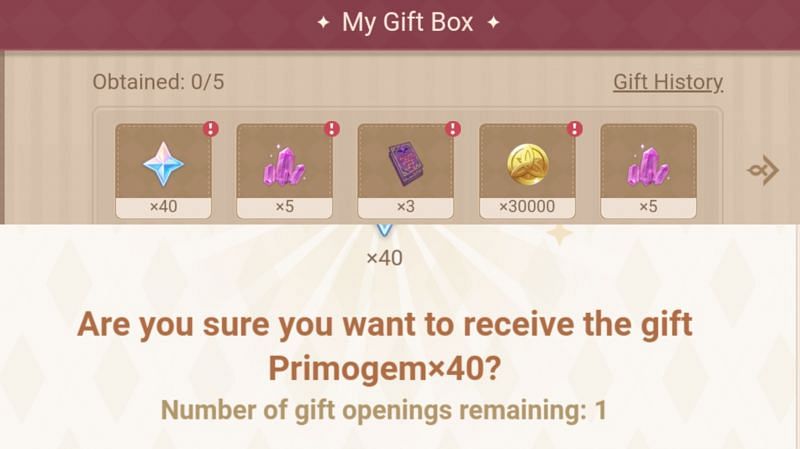 &quot;My Gift Box&quot; overview (Image via miHoYo)