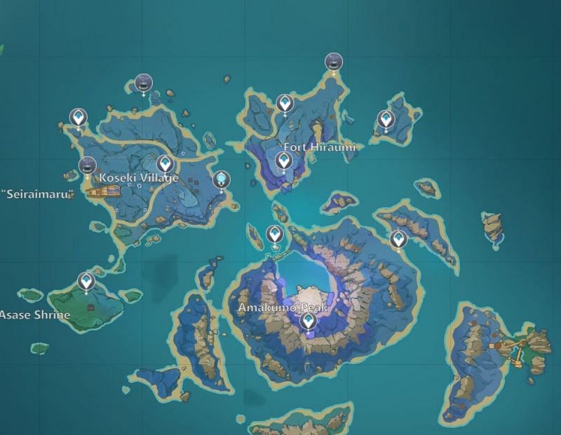 Seirai Island Lightning Strike Probe puzzle locations (Image via miHoYo)