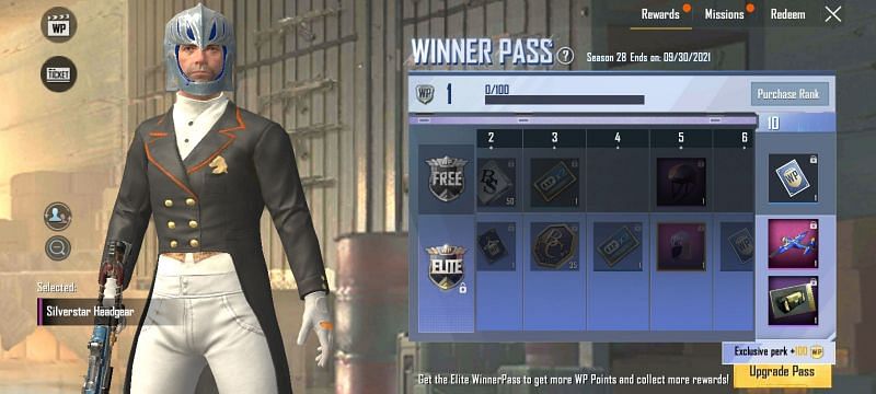 WP Level 5: Silverstar Headgear (Image via PUBG Mobile Lite)