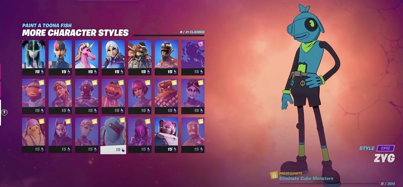 New Toona Fish outfit styles in Fortnite Chapter 2 Season 8 (Image via Fortnite)