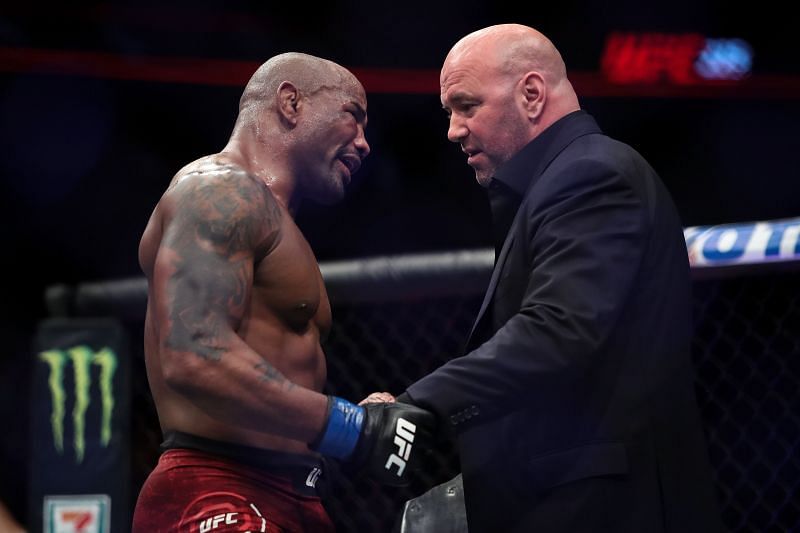 Yoel Romero (Left) and Dana White (Right) at UFC 225: Whittaker v Romero 2