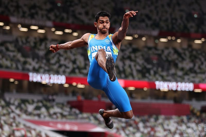 Murali Sreeshankar in action at the Tokyo Olympics