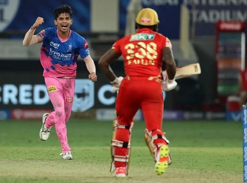 &lt;a href=&#039;https://www.sportskeeda.com/player/tyagi-kartik&#039; target=&#039;_blank&#039; rel=&#039;noopener noreferrer&#039;&gt;Kartik Tyagi&lt;/a&gt; exults after defending 4 runs in the final over [Credits: &lt;a href=&#039;https://www.sportskeeda.com/go/ipl&#039; target=&#039;_blank&#039; rel=&#039;noopener noreferrer&#039;&gt;IPL&lt;/a&gt;]