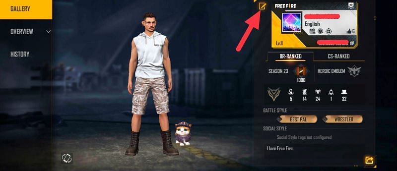 Tap on the edit icon (Image via Free Fire)