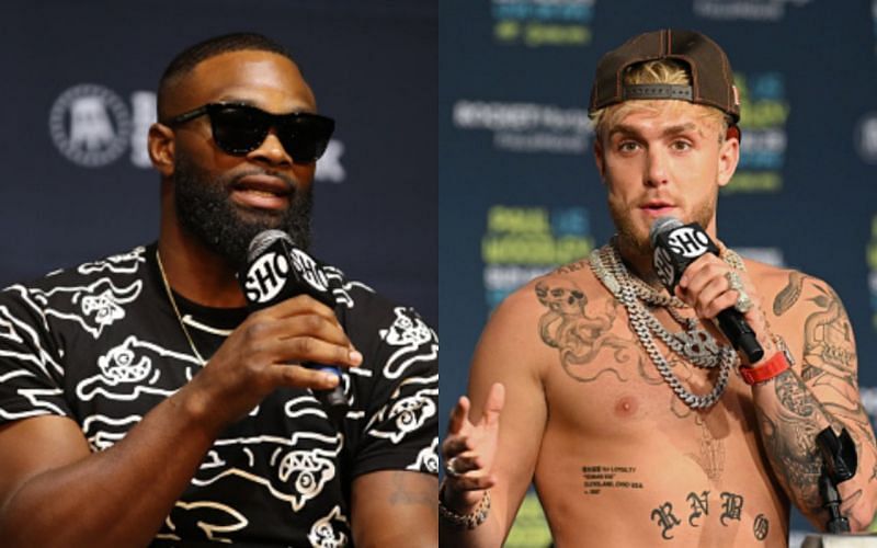 Tyron Woodley (left); Jake Paul (right)