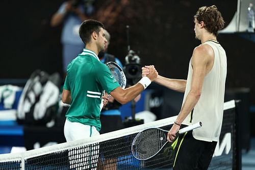 Novak Djokovic (L) and Alexander Zverev