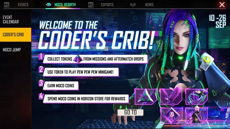 Coder&#039;s Crib offers players an opportunity to get various rewards (Image via Free Fire)