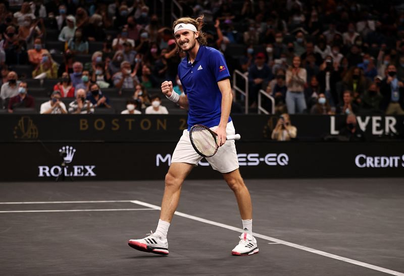 Stefanos Tsitsipas at the 2021 Laver Cup.