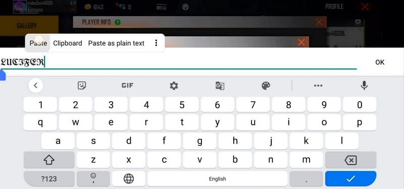 Paste the copied nickname and press Confirm to rename with 390 diamonds (Image via Free Fire)