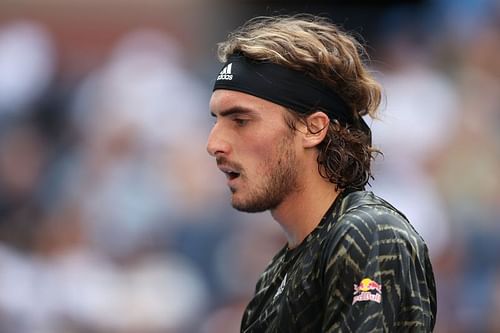 Stefanos Tsitsipas during his first-round match against Andy Murray.