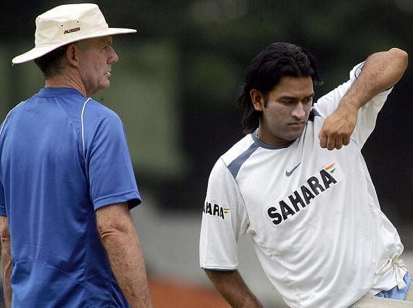 Former India coach Greg Chappell with MS Dhoni