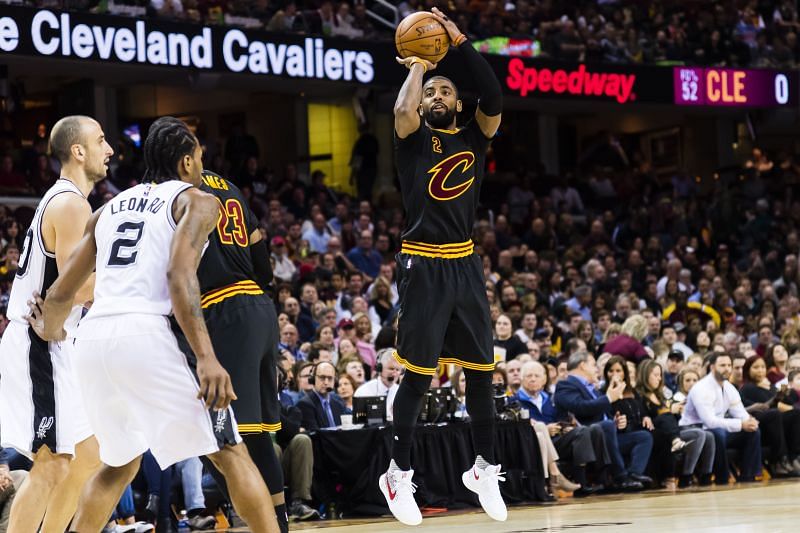 Kyrie Irving #2 of the Cleveland Cavaliers shoots against the San Antonio Spurs