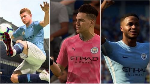 Kevin De Bruyne, Ederson, and Raheem Sterling are the highest rated Manchester City players in FIFA 22 (Image via EA Sports - FIFA 22)