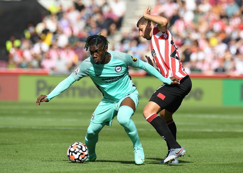 Brighton midfielder Yves Bissouma (left).