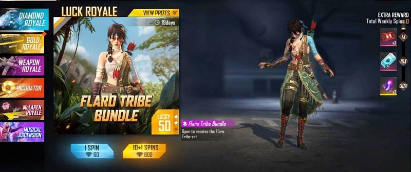 Price of the spins in the Diamond Royale (Image via Free Fire)