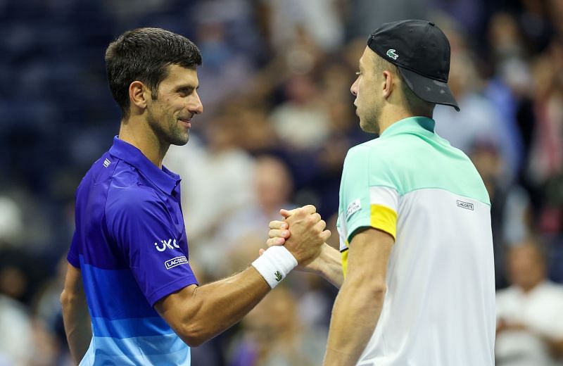 Novak Djokovic after beating Tallon Griekspoor at the 2021 US Open